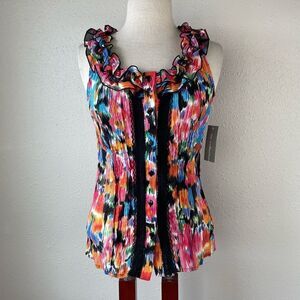 NWT NY Collection Sleeveless Button Down Blouse Top Size S